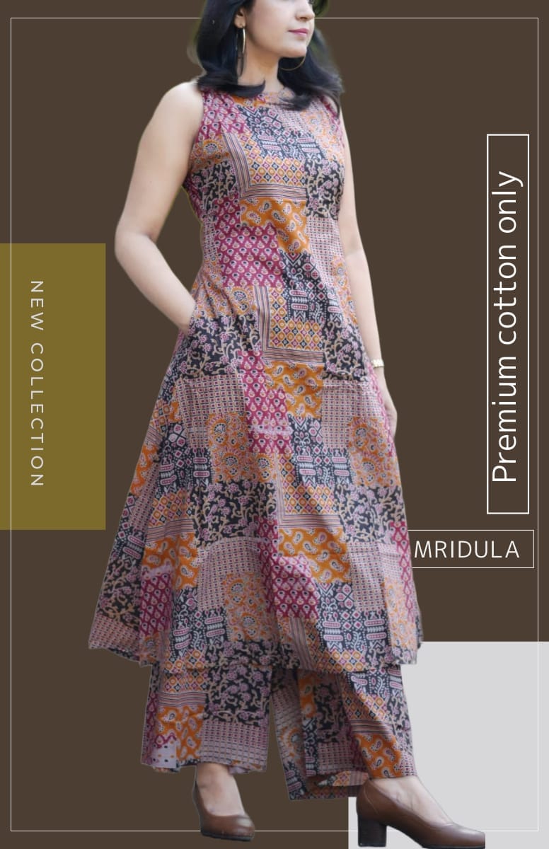Nature's bloom printed kurta set, Mridula, patchwork kurta set, pure cotton , cotton kurta set, halter neck co ord set, cotton co ord set.