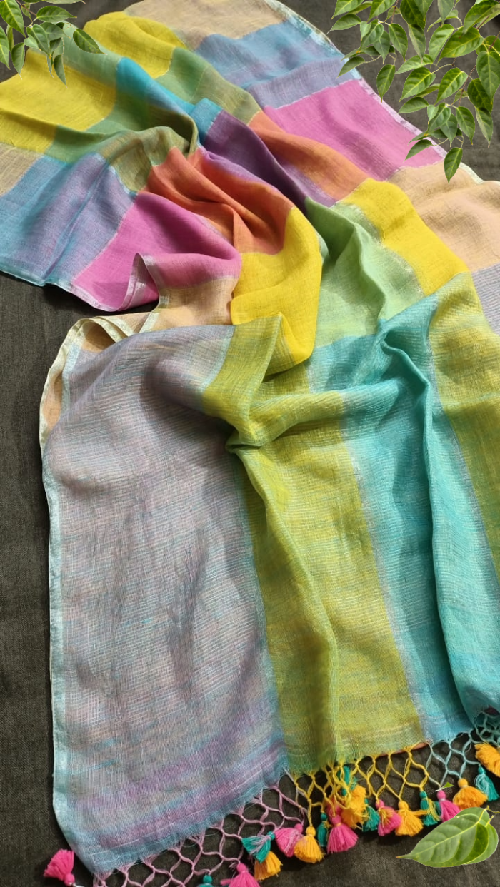 Indra Dhanush pure linen saree