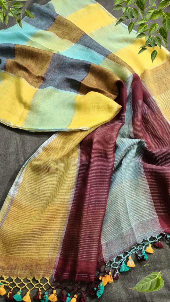 Indra Dhanush pure linen saree