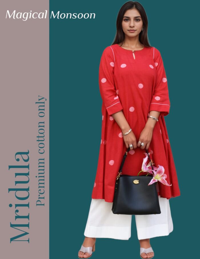 Mridula, Magical monsoon polka dots kurta set, polka dots kurta set, polka dots co ord set, cotton co ord set, cotton kurta set, kolkata, kurta pant set.