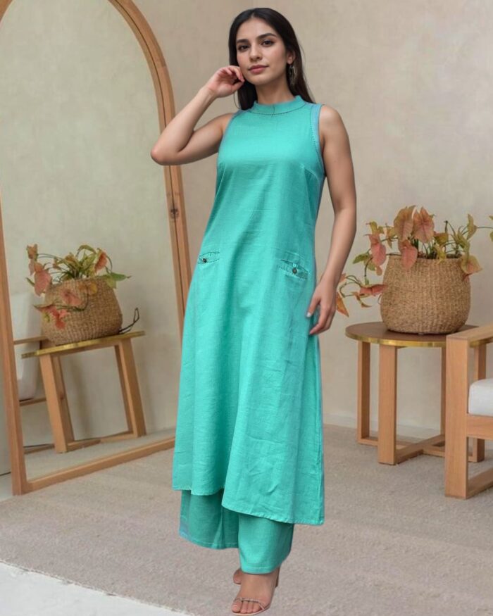 Mridula Halter Neck Cotton Co-ord Set for Women - Image 3