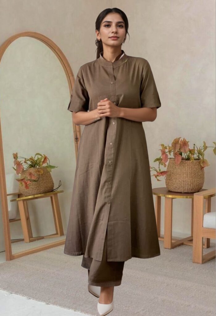 Mridula Solid Cotton Kurta Set with Pants - Image 5