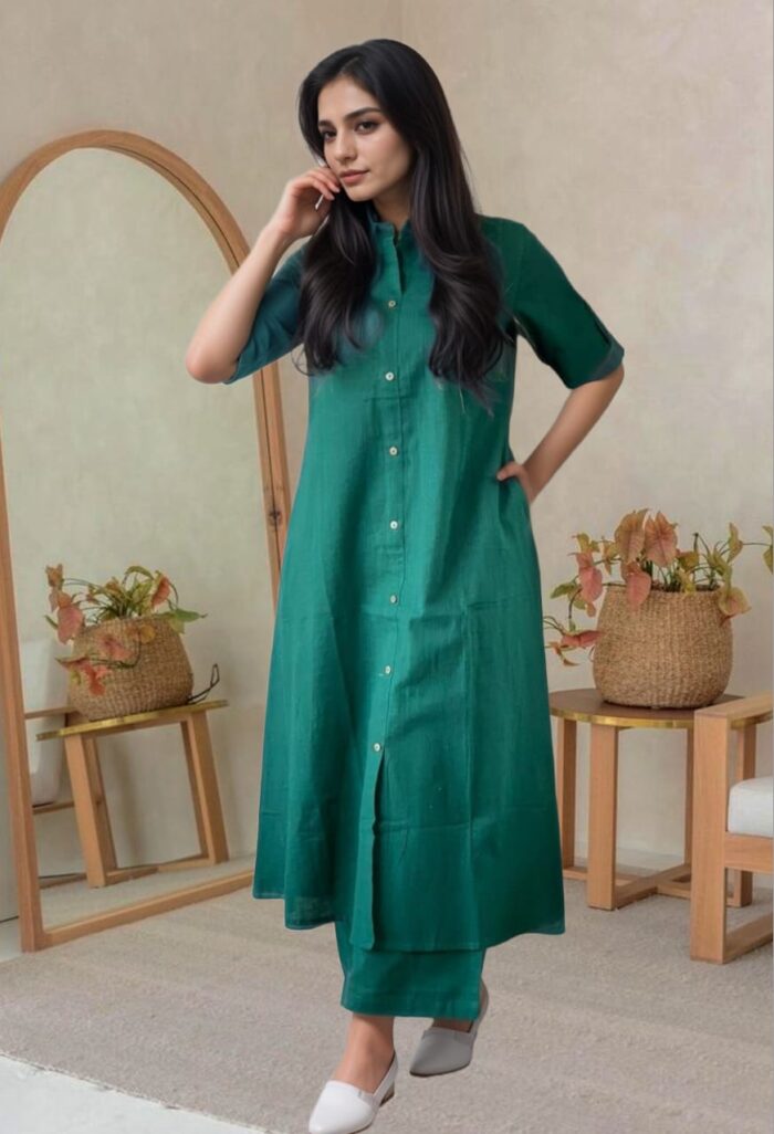Mridula Solid Cotton Kurta Set with Pants - Image 3