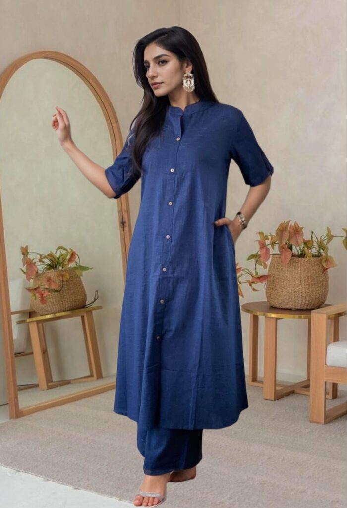 Mridula Solid Cotton Kurta Set with Pants - Image 4