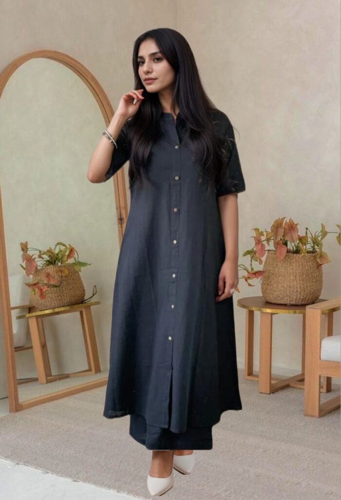 Mridula Solid Cotton Kurta Set with Pants - Image 2