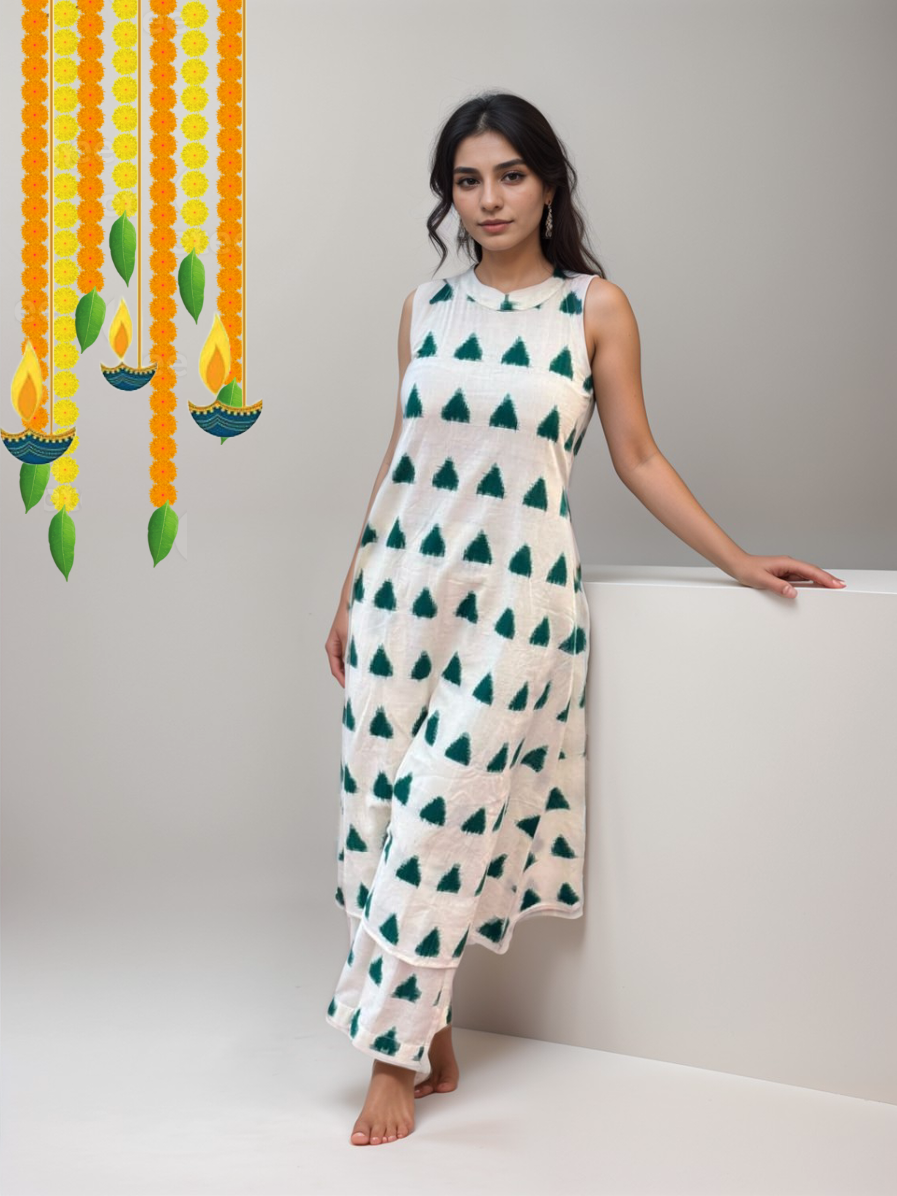 Cotton Printed Halter Neck Kurta Set
