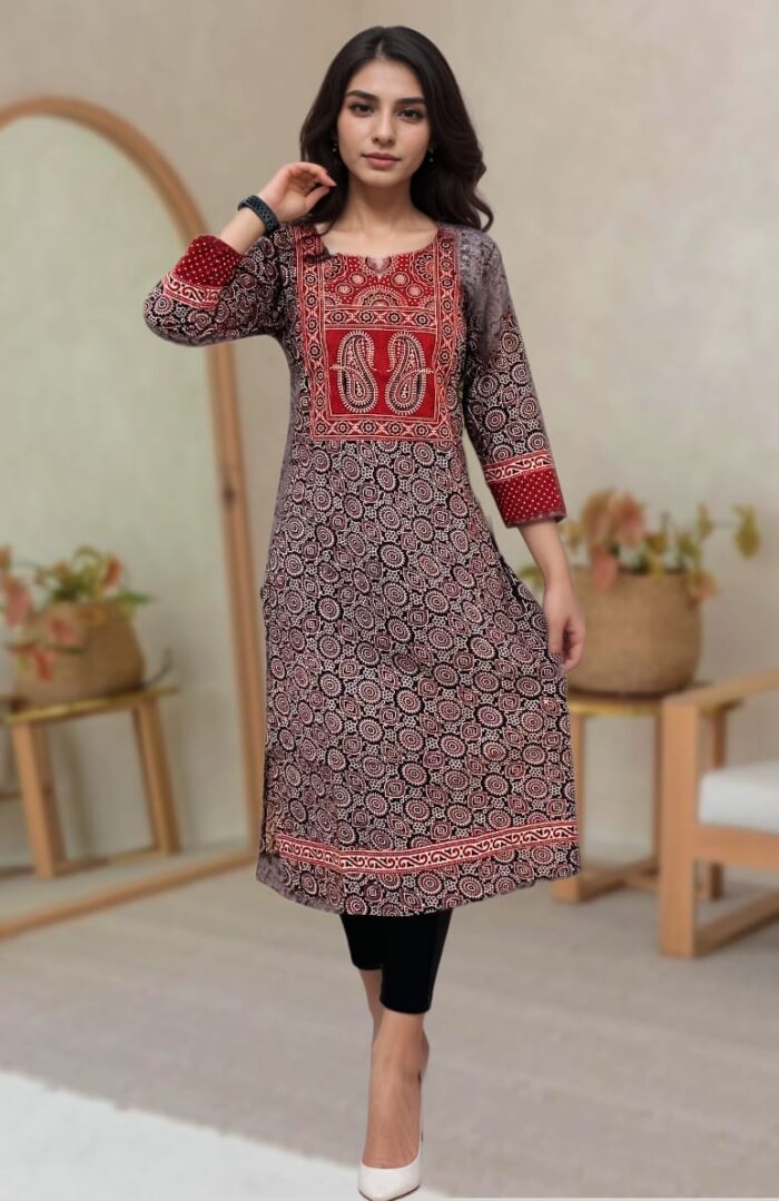 Ajrakh Handblock Printed Staright Kurta