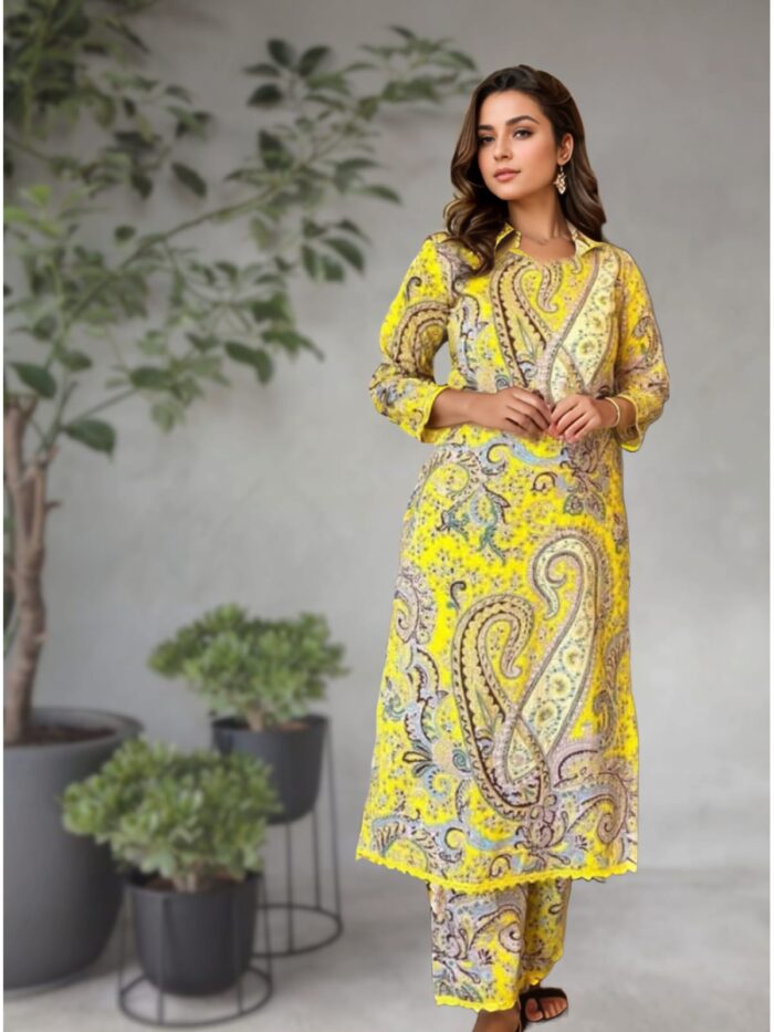 Mridula Paisley Cotton Kurta Set for Women – Comfortable & Elegant Ethnic Wear - Image 2