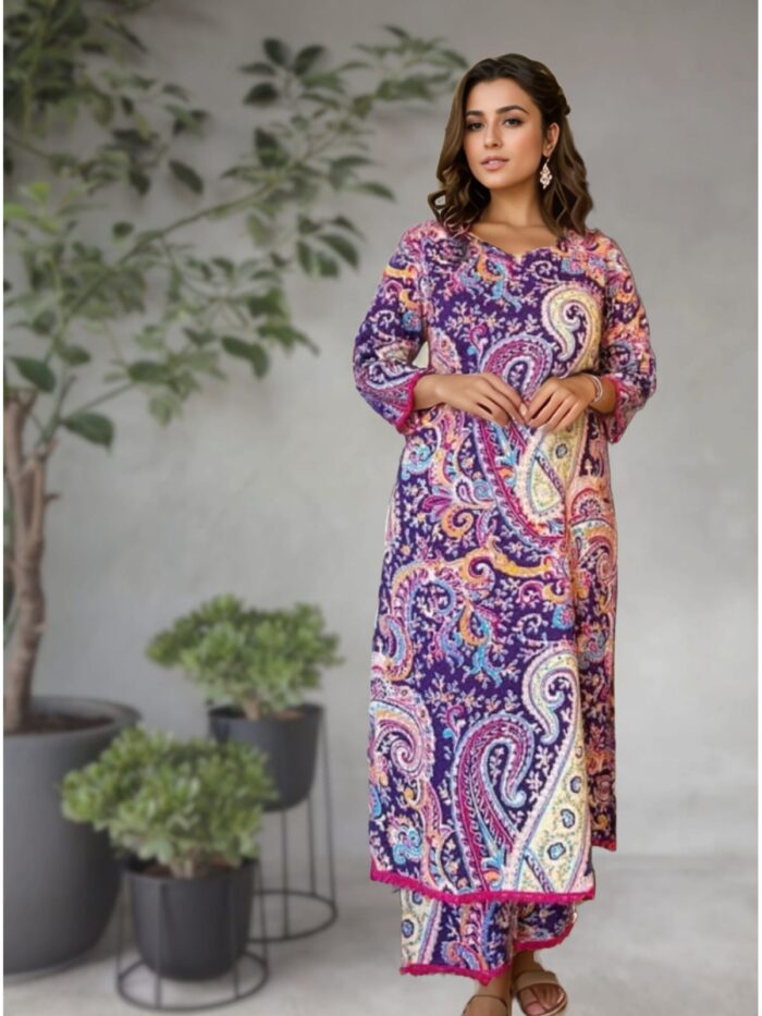 Mridula Paisley Cotton Kurta Set for Women – Comfortable & Elegant Ethnic Wear - Image 4