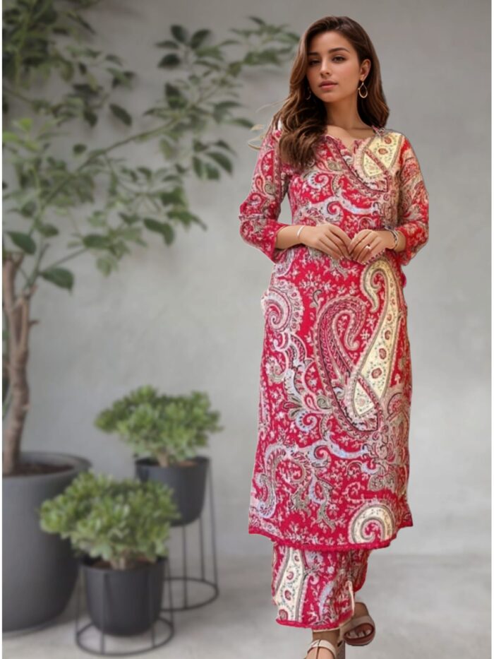 Mridula Paisley Cotton Kurta Set for Women – Comfortable & Elegant Ethnic Wear - Image 3