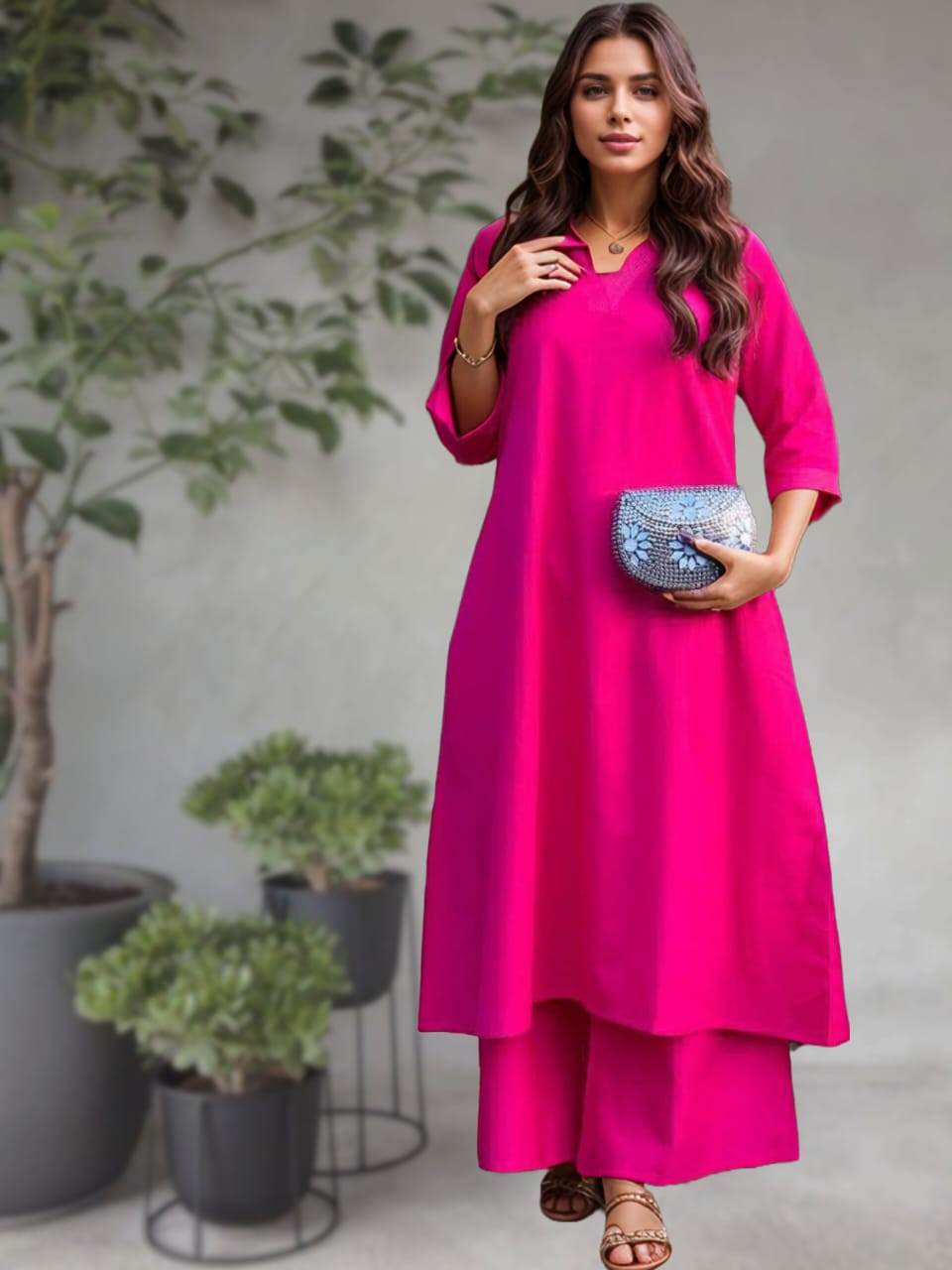 Elegant magenta kurta set for office and daily wear