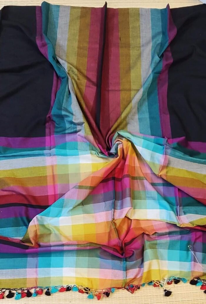 Mridula Multicolor Checkered Mul Cotton Saree – Soft, Lightweight & Breezy - Image 5